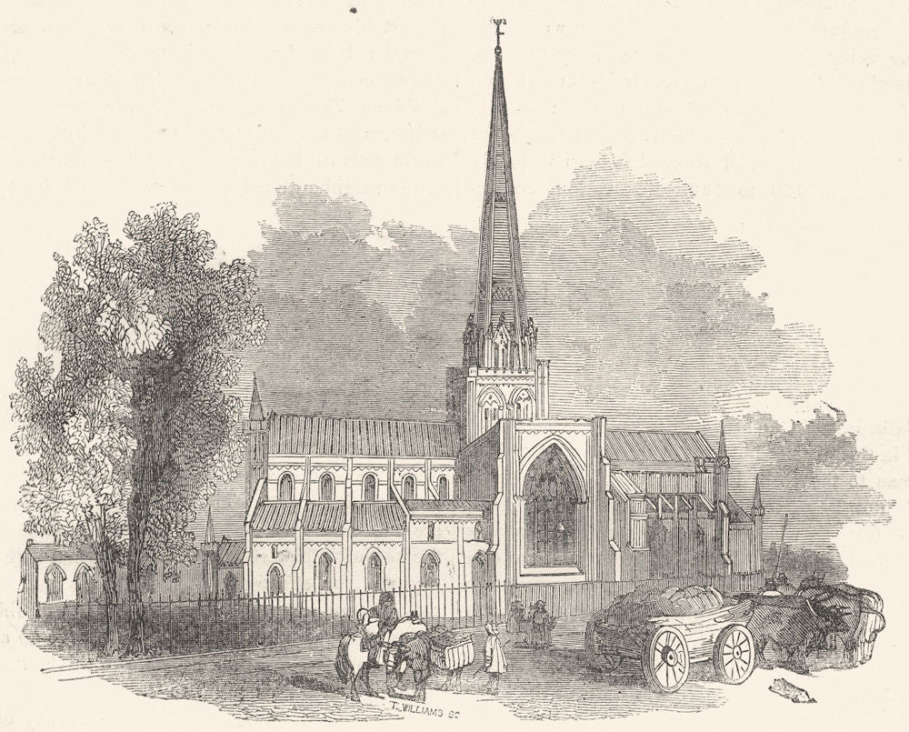 SUSSEX. Chichester Cathedral 1850 old antique vintage print picture